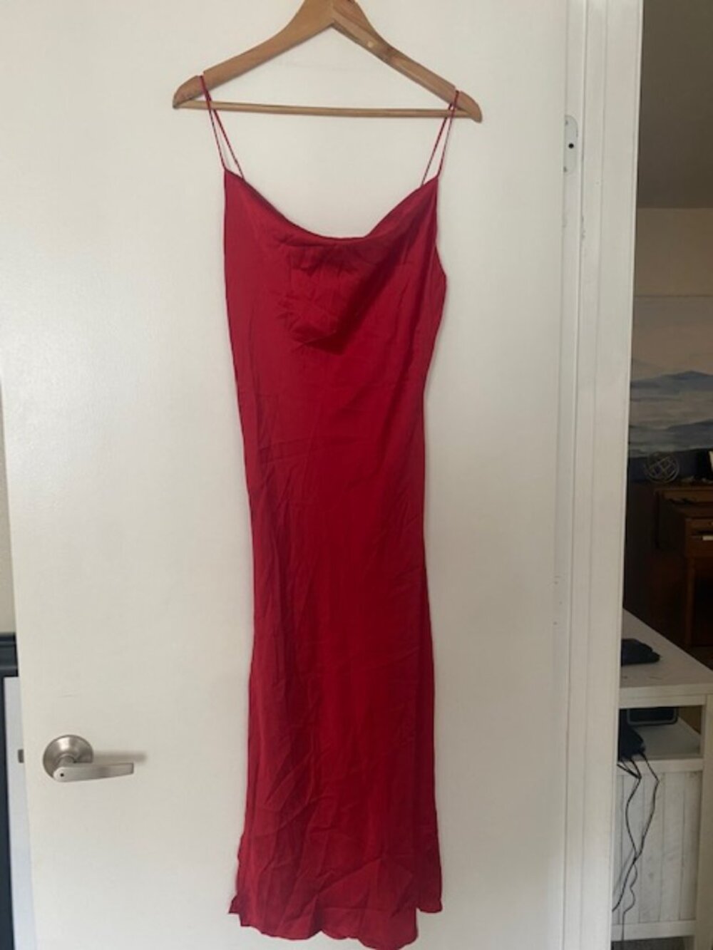 Red Strappy Satin Dress